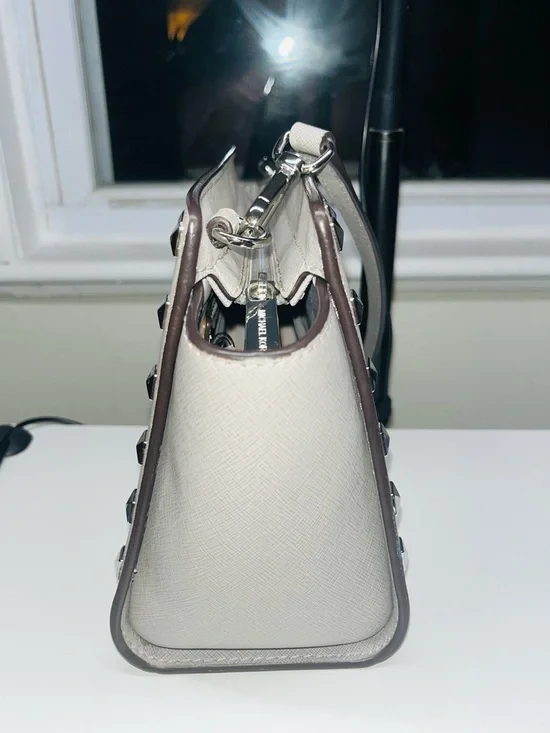 Michael Kors Grey Studded Satchel Crossbody - Picture 5 of 11